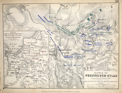 Map of the Battle of Preussisch-Eylau, published by William Blackwood and Sons by Alexander Keith Johnston